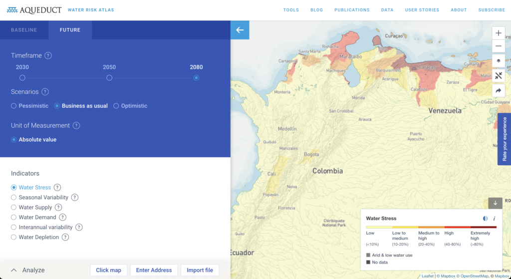 Estrés hídrico Colombia 2080